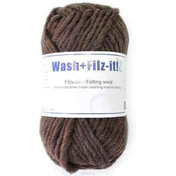 Пряжа для сваливания в стиральной машине "Wash+Filz-it", цвет: char (темно-коричневый) (00022), 50 м, 50 г