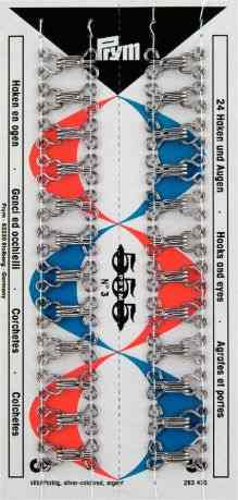 Набор крючков и петель "Prym" №3, цвет: серебристый, 24 шт
