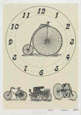 Рисовая карта для декупажа Кустарь "Циферблат в стиле ретро", 21 см х 29 см
