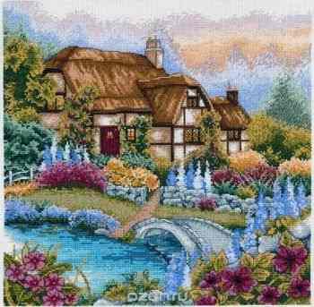Набор для вышивания крестом "Мостик в саду", 31см х 31 см