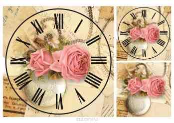 Рисовая карта для декупажа "Циферблаты №8", формат А3