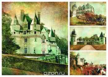 Рисовая карта для декупажа "Замки", формат А3