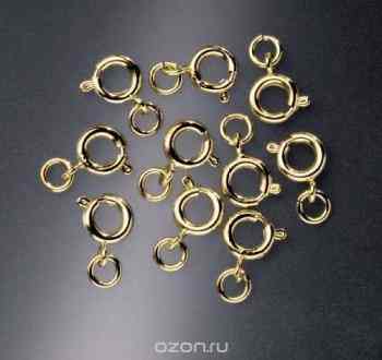 Карабин для бус "Glorex", цвет: золотой, 7 мм, 10 шт