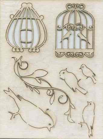 Чипборд "Клетки, птицы, орнамент". АМ817001