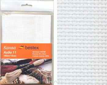 Канва для вышивания Bestex "Aida 11", цвет: белый, 50 см х 50 см. 426788
