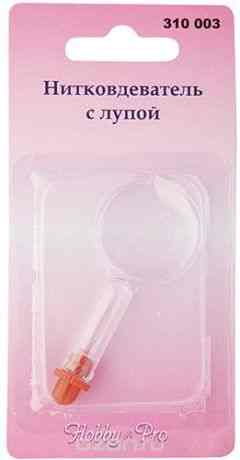 Нитковдеватель "Hobby & Pro", с лупой, цвет: красный
