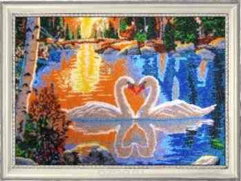 Набор для вышивания бисером Butterfly "Лебеди на закате", 34 х 49 см