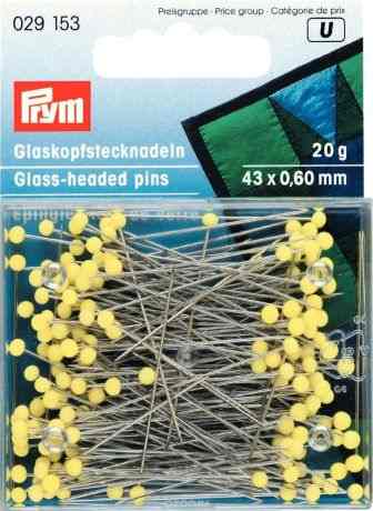 Булавки для шитья "Prym", цвет: желтый, 43 х 0,6 мм, 20 г