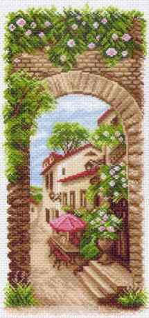 Канва с рисунком для вышивания "Летнее кафе", 24 х 47 см 426787_1476