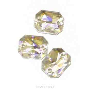 Стразы пришивные "Астра", акриловые, прямоугольные, цвет: северное сияние (48), 13 мм х 18 мм, 6 шт. 7701653_48