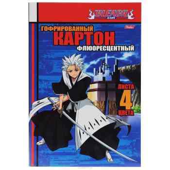 Цветной картон Hatber "Аниме. Bleach", флюоресцентный, гофрированный, 4 листа