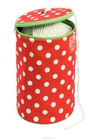 Футляр для пряжи "Polka dots" /Горошек/ диаметр 14,5см, высота 21,5см, красный/белый (10130020/310314/0005042/9, ГЕРМАНИЯ )