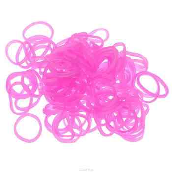 Резиночки безлатексные Rainbow Loom "Jelly", с клипсами, цвет: розовый, 600 шт
