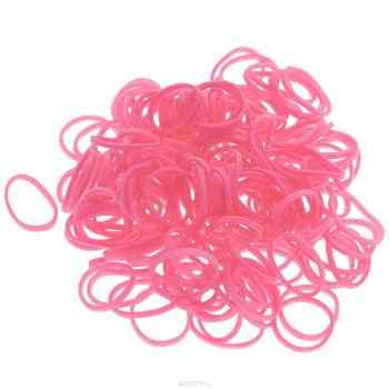 Резиночки безлатексные Rainbow Loom "Solid Bands"", с клипсами, цвет: розовый, 600 шт