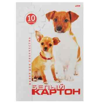 Картон Hatber "Два щенка", цвет: белый, 10 листов