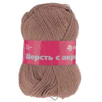 Пряжа для вязания Пехорка "Шерсть с акрилом", цвет: кофейный (377), 300 м, 100 г, 10 шт