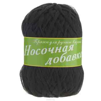 Пряжа для вязания Пехорка "Носочная добавка", цвет: черный (02), 200 м, 50 г, 10 шт
