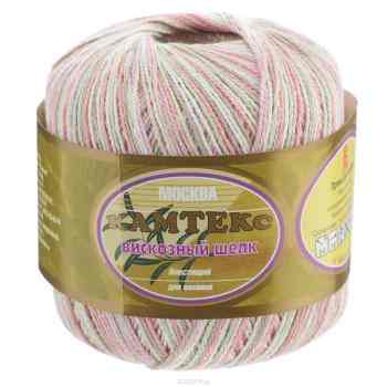 Пряжа для вязания Камтекс "Вискозный шелк", цвет: белый, розовый, бежевый (252), 350 м, 100 г, 10 шт