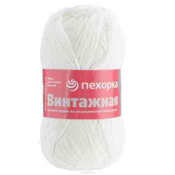 Пряжа для вязания Пехорка "Винтажная", цвет: белый (01), 240 м, 100 г, 5 шт