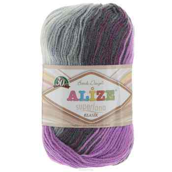 Пряжа для вязания Alize "Superlana Klasik Pastel Batik", цвет: серый, белый, фиолетовый (4310), 100 г, 280 м, 5 шт
