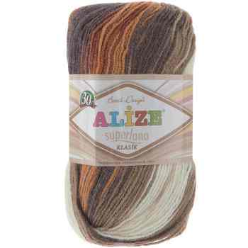 Пряжа для вязания Alize "Superlana Klasik Pastel Batik", цвет: белый, коричневый, оранжевый (3380), 100 г, 280 м, 5 шт