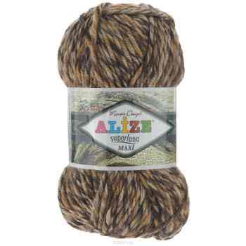 Пряжа для вязания Alize "Superlana Maxi Mosaic", цвет: коричневый, бежевый (50689), 100 г, 100 м, 5 шт