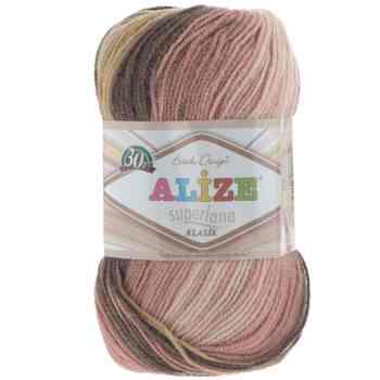 Пряжа для вязания Alize "Superlana Klasik Pastel Batik", цвет: розовый, серый, коричневый (3511), 100 г, 280 м, 5 шт