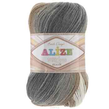 Пряжа для вязания Alize "Superlana Klasik Pastel Batik", цвет: белый, серый, коричневый (3160), 100 г, 280 м, 5 шт