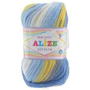 Пряжа для вязания Alize "Bebe Batik. Sekerim", цвет: синий, белый, желтый (3502), 350 м, 100 г, 5 шт