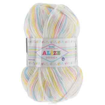 Пряжа для вязания Alize "Sekerim Bebe", цвет: розовый, голубой, желтый (505), 350 м, 100 г, 5 шт