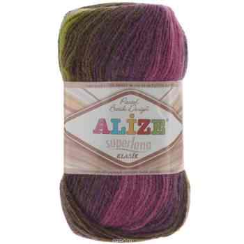 Пряжа для вязания Alize "Superlana Klasik Pastel Batik", цвет: зеленый, серый, фиолетовый (3940), 100 г, 280 м, 5 шт