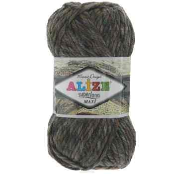 Пряжа для вязания Alize "Superlana Maxi Mosaic", цвет: зеленый, коричневый (51230), 100 г, 100 м, 5 шт