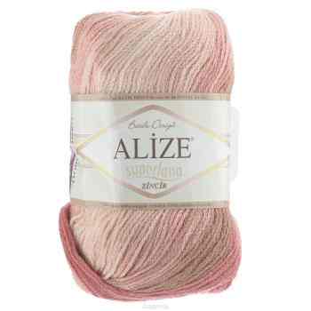 Пряжа для вязания Alize "Superlana Zincir Batik", цвет: розовый, коричневый (3523), 280 м, 100 г, 5 шт