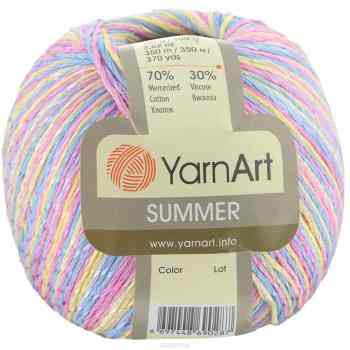 Пряжа для вязания YarnArt "Summer", цвет: голубой, желтый, розовый (124), 350 м, 100 г, 4 шт