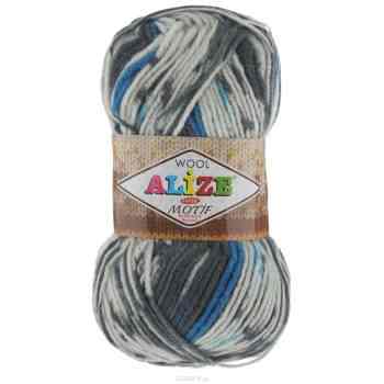 Пряжа для вязания Alize "Motif", цвет: белый, серый, синий (4315), 200 м, 100 г, 5 шт