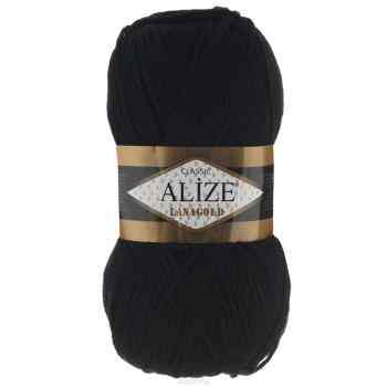 Пряжа для вязания Alize "Lanagold", цвет: черный (60), 240 м, 100 г, 5 шт