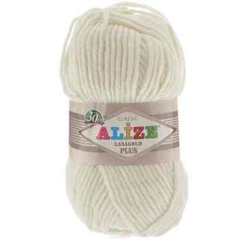 Пряжа для вязания Alize "LanaGold Plus", цвет: кремовый (01), 140 м, 100 г, 5 шт
