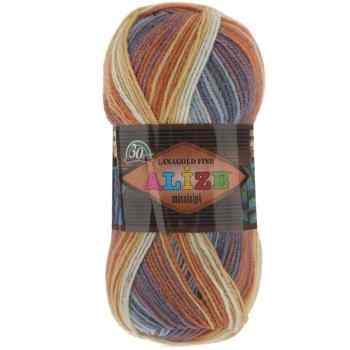 Пряжа для вязяния Alize "LanaGold Fine Missisipi", цвет: белый, коричневый, синий (3625), 390 м, 100 г, 5 шт