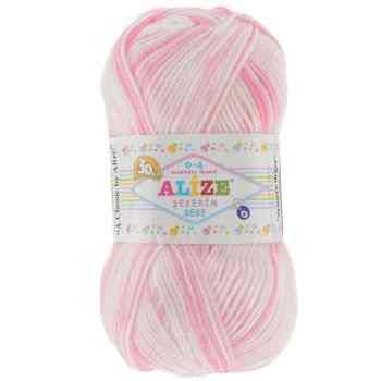 Пряжа для вязания Alize "Sekerim Bebe", цвет: белый, нежно-розовый (507), 350 м, 100 г, 5 шт