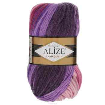 Пряжа для вязания Alize "Lanagold Batik Design", цвет: фиолетовый, бордовый, розовый (1739), 240 м, 100 г, 5 шт