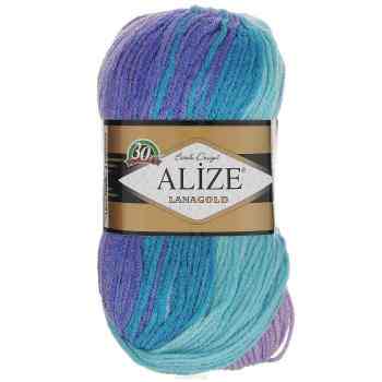 Пряжа для вязания Alize "Lanagold Batik Design", цвет: сиреневый, фиолетовый, зеленый (3927), 240 м, 100 г, 5 шт