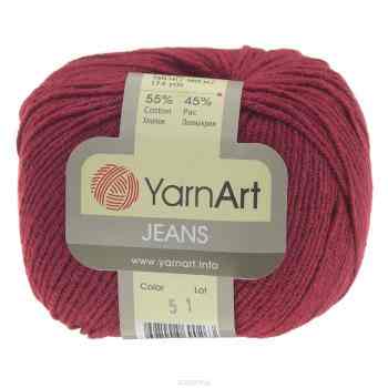 Пряжа для вязания YarnArt "Jeans", цвет: темно-красный (51), 160 м, 50 г, 10 шт