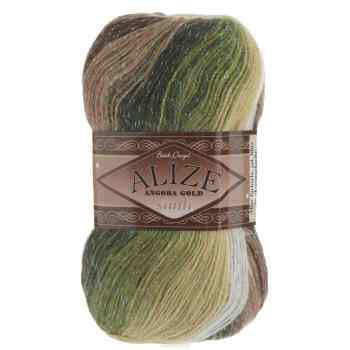 Пряжа для вязания Alize "Angora Gold Batik. Simli", цвет: белый, зеленый, коричневый (1893), 500 м, 100 г, 5 шт