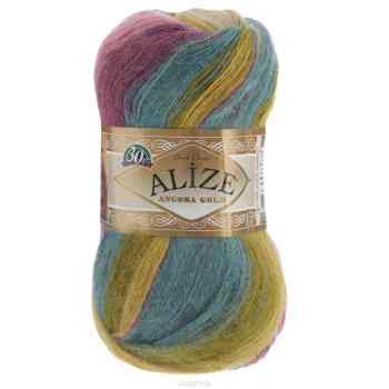 Пряжа для вязания Alize "Angora Gold Batik", цвет: зеленый, фиолетовый, коричневый (4341), 550 м, 100 г, 5 шт