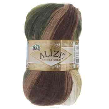 Пряжа для вязания Alize "Angora Gold Batik", цвет: белый, оливковый, коричневый (1893), 550 м, 100 г, 5 шт