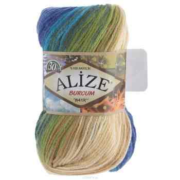 Пряжа для вязания Alize "Burсum Batik", цвет: синий, коричневый, зеленый (3904), 210 м, 100 г, 5 шт