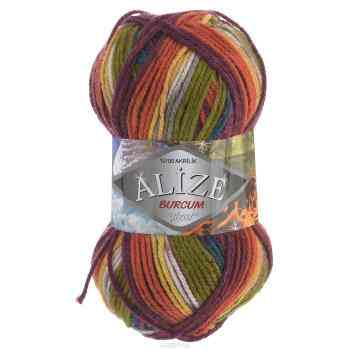 Пряжа для вязания Alize "Burсum Cizgi", цвет: зеленый, красный, желтый (2986), 210 м, 100 г, 5 шт