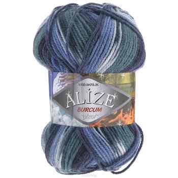 Пряжа для вязания Alize "Burсum Cizgi", цвет: синий, темно-синий, болотный (2989), 210 м, 100 г, 5 шт