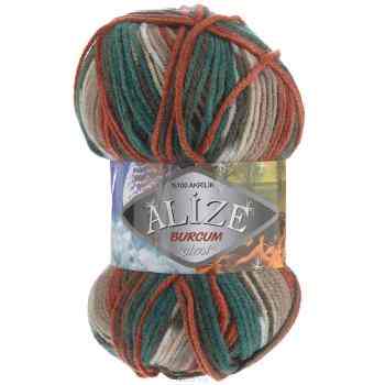 Пряжа для вязания Alize "Burсum Cizgi", цвет: зеленый, красный, коричневый (4451), 210 м, 100 г, 5 шт