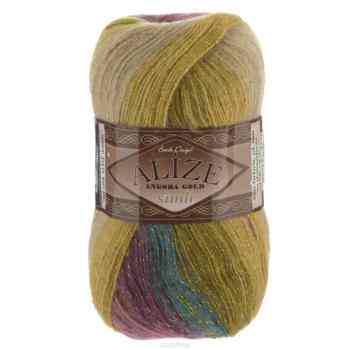 Пряжа для вязания Alize "Angora Gold Batik. Simli", цвет: болотный, фуксия, бежевый (4341), 500 м, 100 г, 5 шт